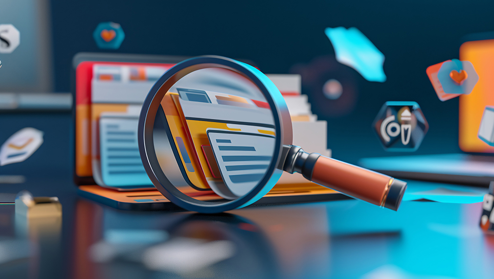 Magnifying glass on files
